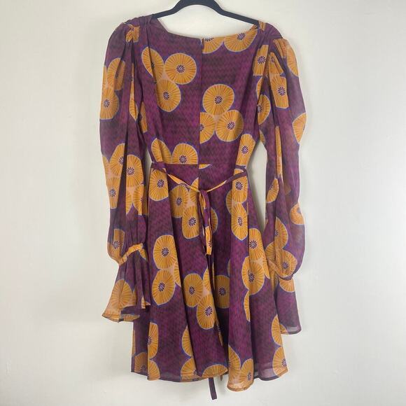 AUTUMN ADEIGBO Amelie Printed Cut-out Mini A-line Dress In Mult Size 4 NWT525 - Picture 6 of 8